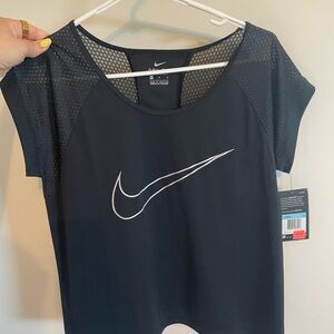 Nike Black Crop Cap Sleeve Tee